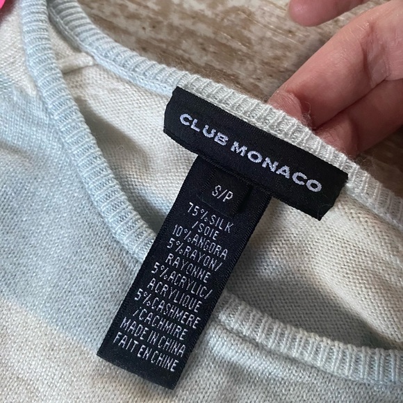 Club Monaco silk knit baby blue stripe sweater - Picture 12 of 15